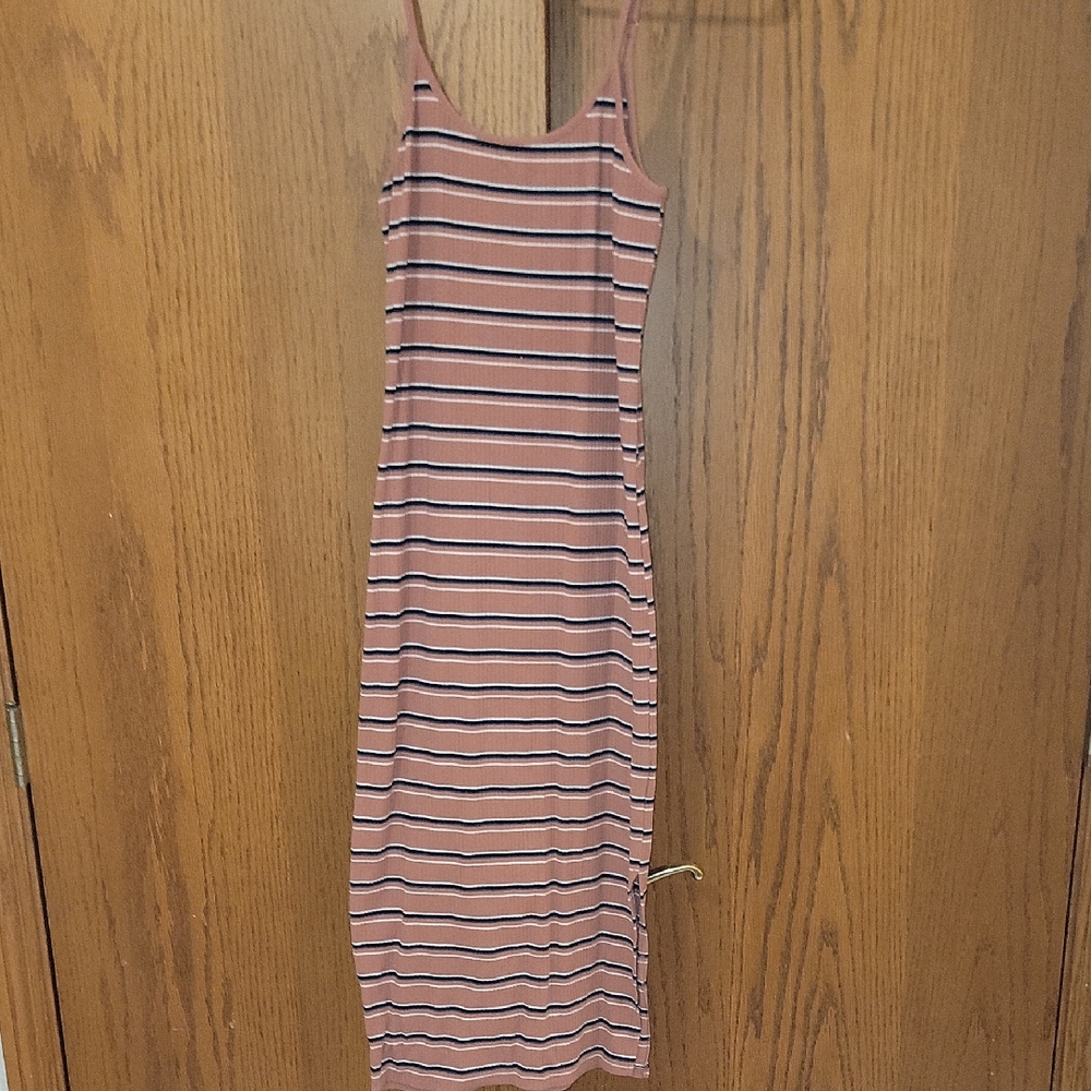 Wild Fable Pink and Black Striped Midi Dress